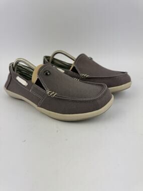 Walk Hero Womens 11 Gray Plantar Fasciitis Canvas Walking Casual Boat Loafers